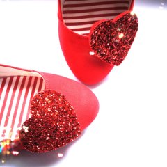 Red Glitter Heart Shoe Clips